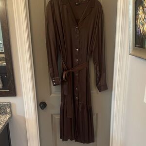 Rails Brown Long Sleeve Belted Dress